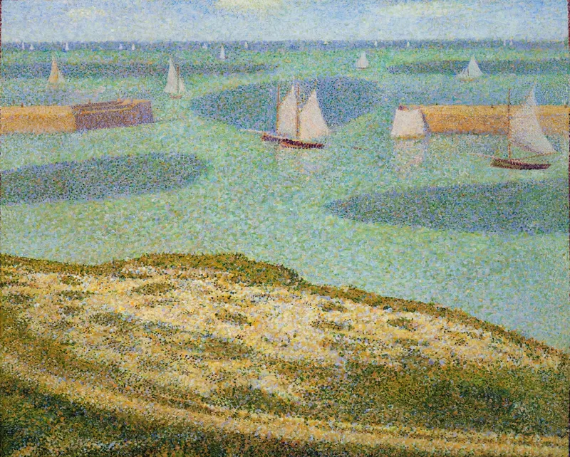 Port-en-Bessin, Entrance to the Outer Harbor (1888) by Georges Seurat — free 4K wallpaper