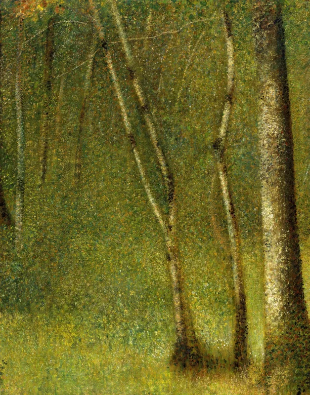 The Forest at Pontaubert (1881) by Georges Seurat — free 4K wallpaper