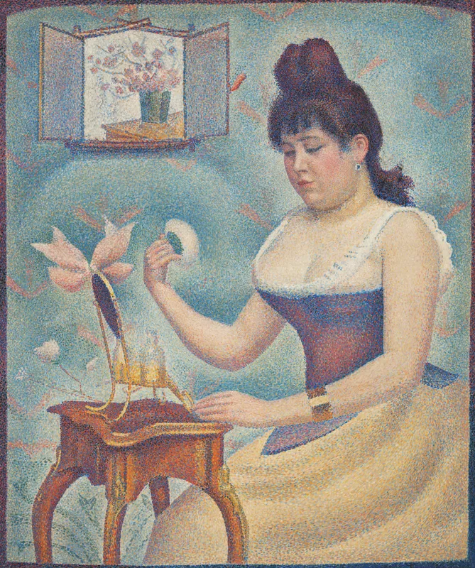 Young Woman Powdering Herself (1889–1890) by Georges Seurat — free 4K wallpaper