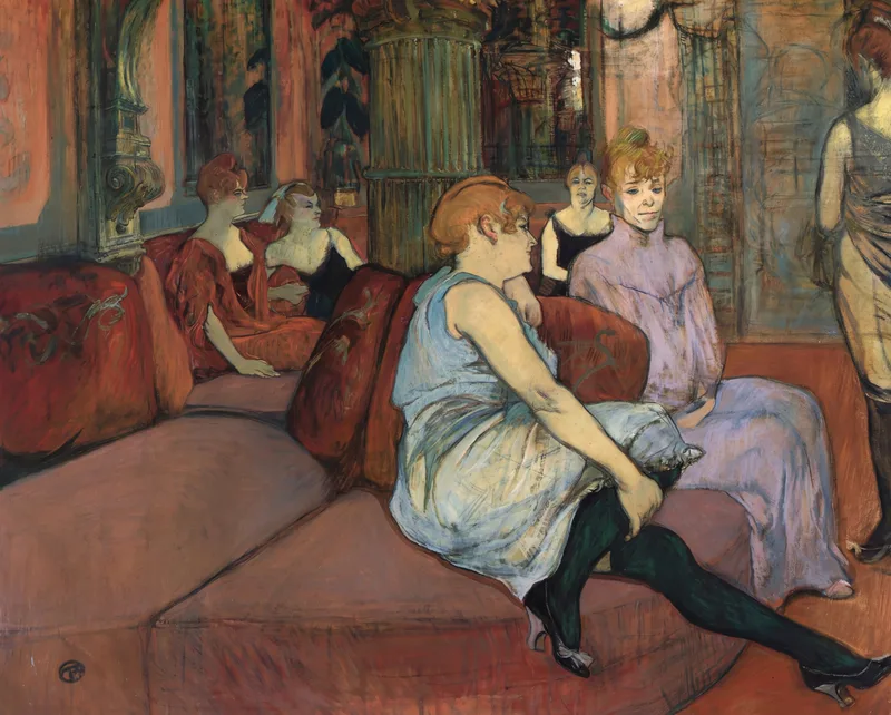 In the Salon at the Rue des Moulins (1894) by Henri de Toulouse-Lautrec — free 4K wallpaper