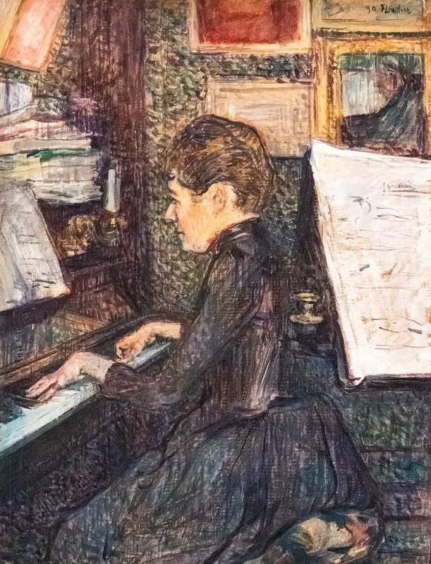Mademoiselle Dihau at the Piano (1890) by Henri de Toulouse-Lautrec — free 4K wallpaper