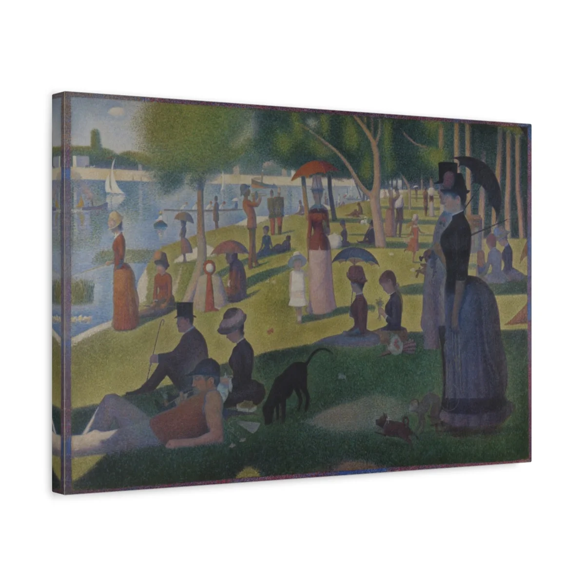 Digital styling mockup of Seurat’s A Sunday on La Grande Jatte: canvas detail, 24 by 16 inches.